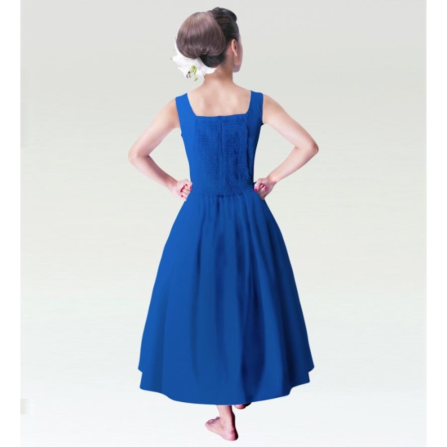 フラダンス ムームー ミディ丈ヨークドレス ロイヤルブルー M(F)サイズ 2551rbF |  | 02