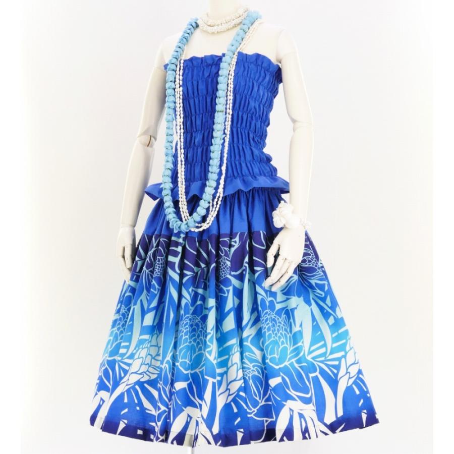 フラダンス パウスカート シングル73cm丈 バイカラー ブルー 2628 |  | 01