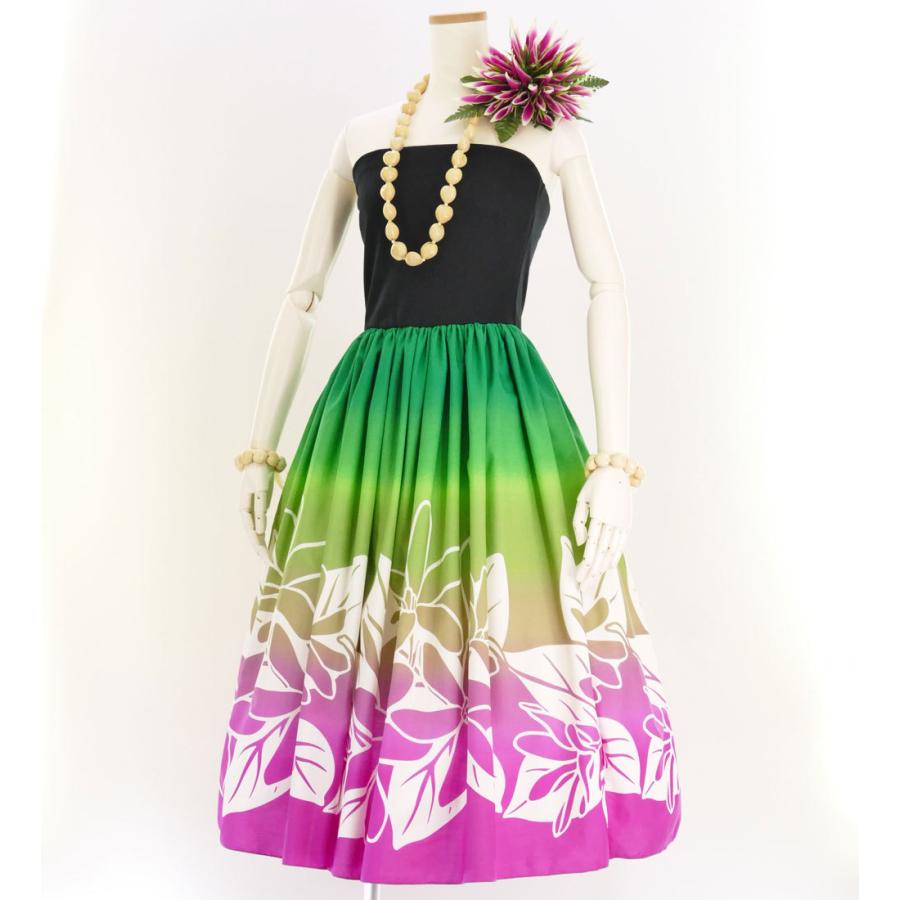 フラダンス チューブトップドレス ミディ丈 ティアレ グリーン×ピンク Mサイズ 2631grpiM |  | 01