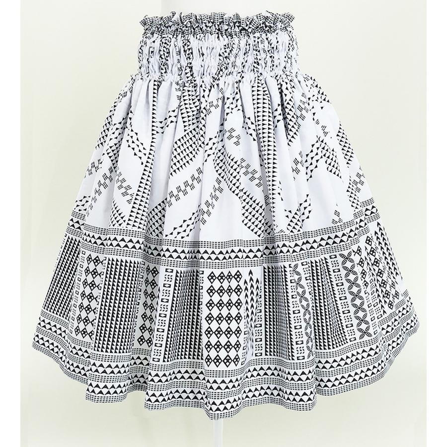 フラダンス パウスカート シングル73cm丈 ホワイト×ブラック 2641 | 