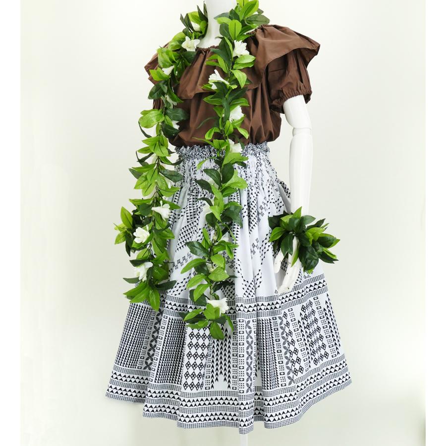 フラダンス パウスカート シングル73cm丈 ホワイト×ブラック 2641 |  | 01