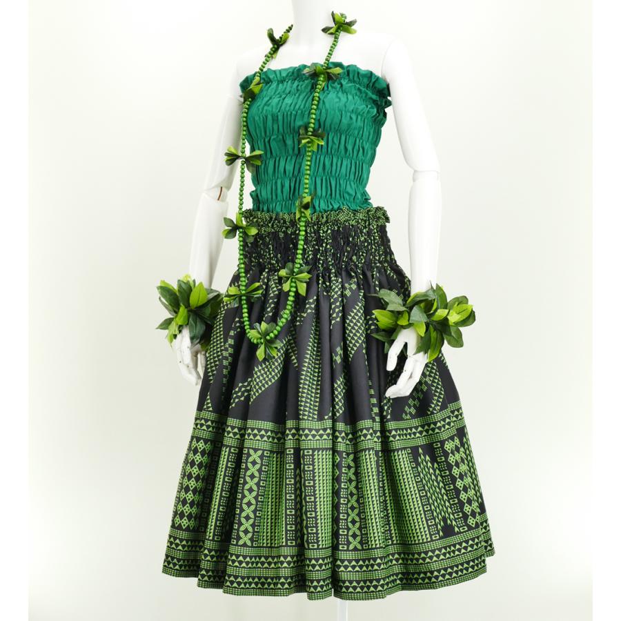 フラダンス パウスカート シングル73cm丈 ブラック×グリーン 2643 |  | 01