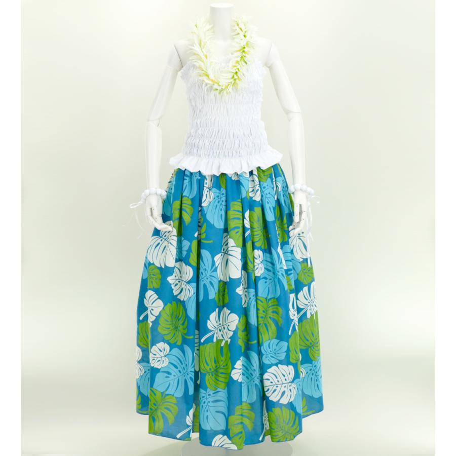 フラダンス ロングパウスカート シングル94cm丈 ブルー 2668 |  | 01