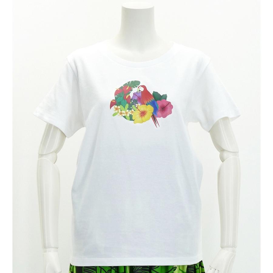 フラダンス Tシャツ [S/M/L] トロピカルバード ホワイト 2682s-lw 