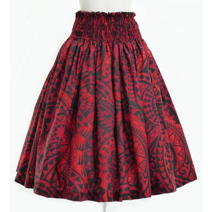 フラダンス パウスカート シングル73cm丈 新発売 レッド ブラック 2685