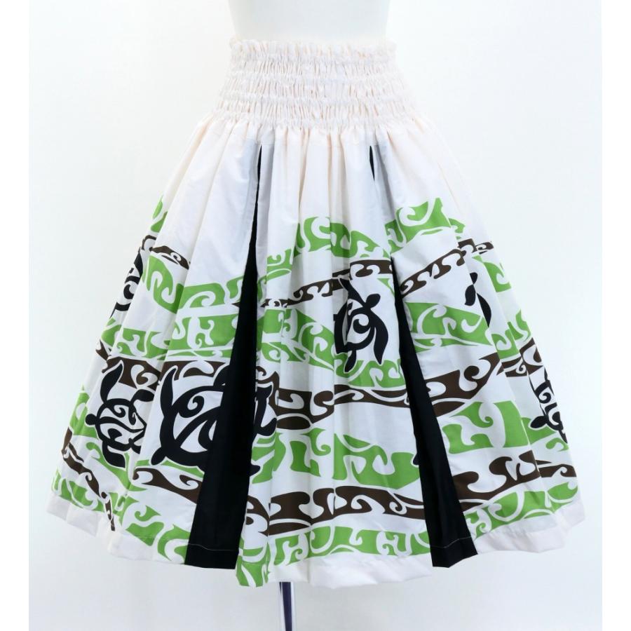 フラダンス タック入り パウスカート 73cm丈 ホワイト×ブラック 2855 | 