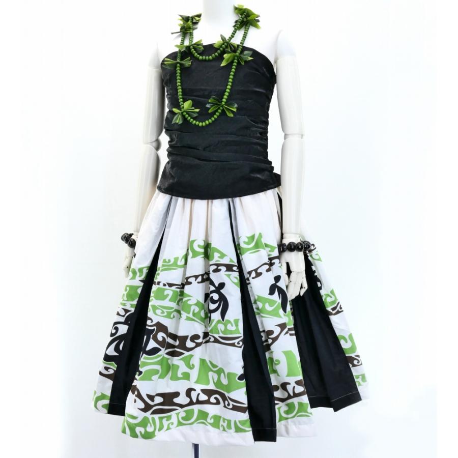 フラダンス タック入り パウスカート 73cm丈 ホワイト×ブラック 2855 |  | 01