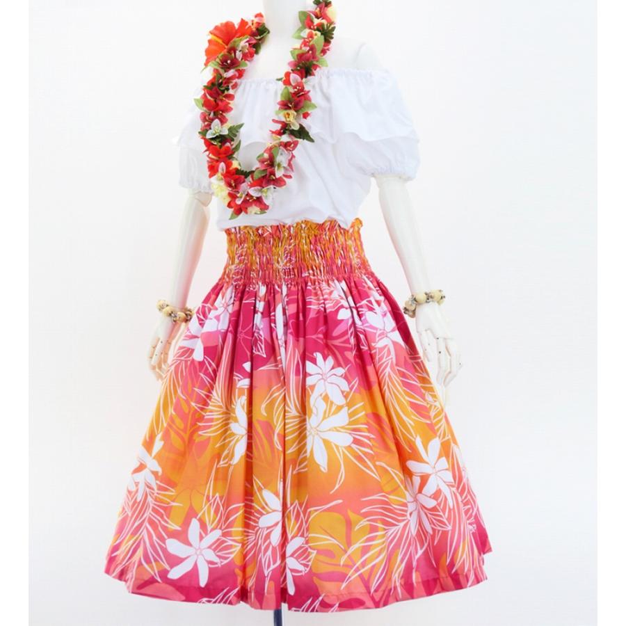 フラダンス パウスカート シングル78cm丈 オレンジ×ピンク 2970 |  | 01