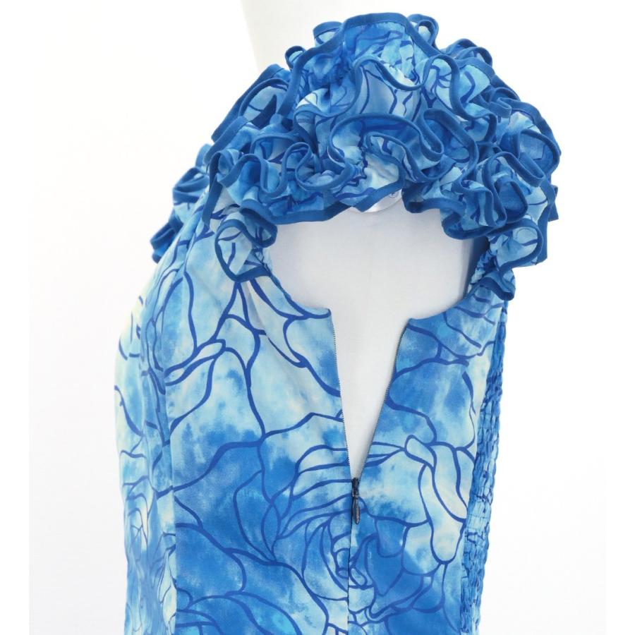 フラダンス 袖フリル ハワイアンファブリックドレス ブルー Ｍ(Ｆ)サイズ 3050blF |  | 02