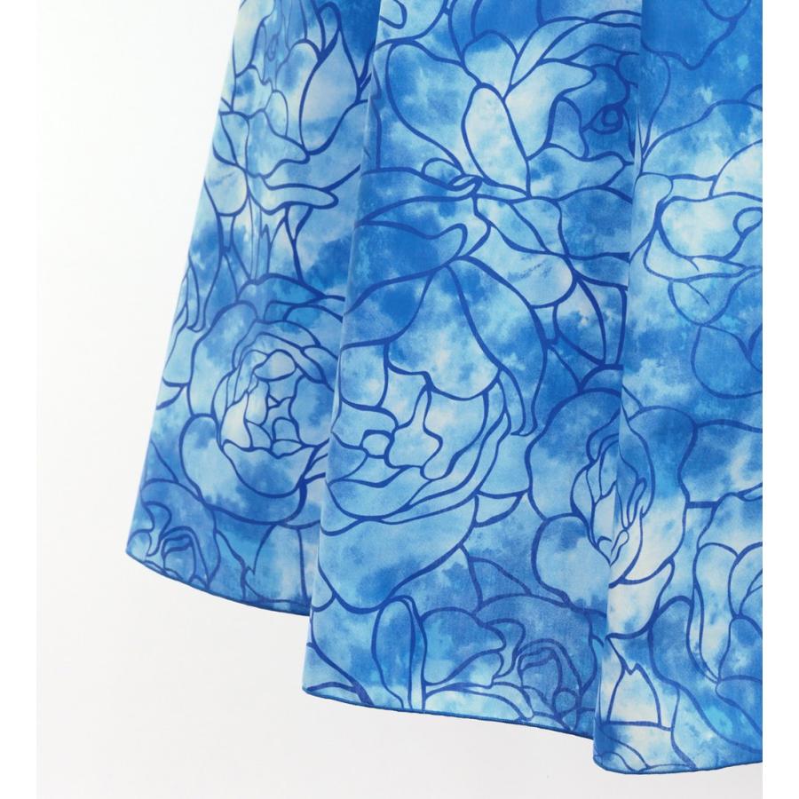 フラダンス 袖フリル ハワイアンファブリックドレス ブルー LLサイズ 3050blLL |  | 03