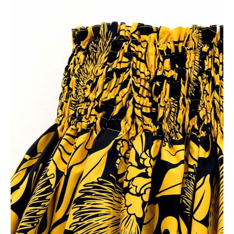 フラダンス パウスカート シングル73cm丈 イエロー×ブラック 3141