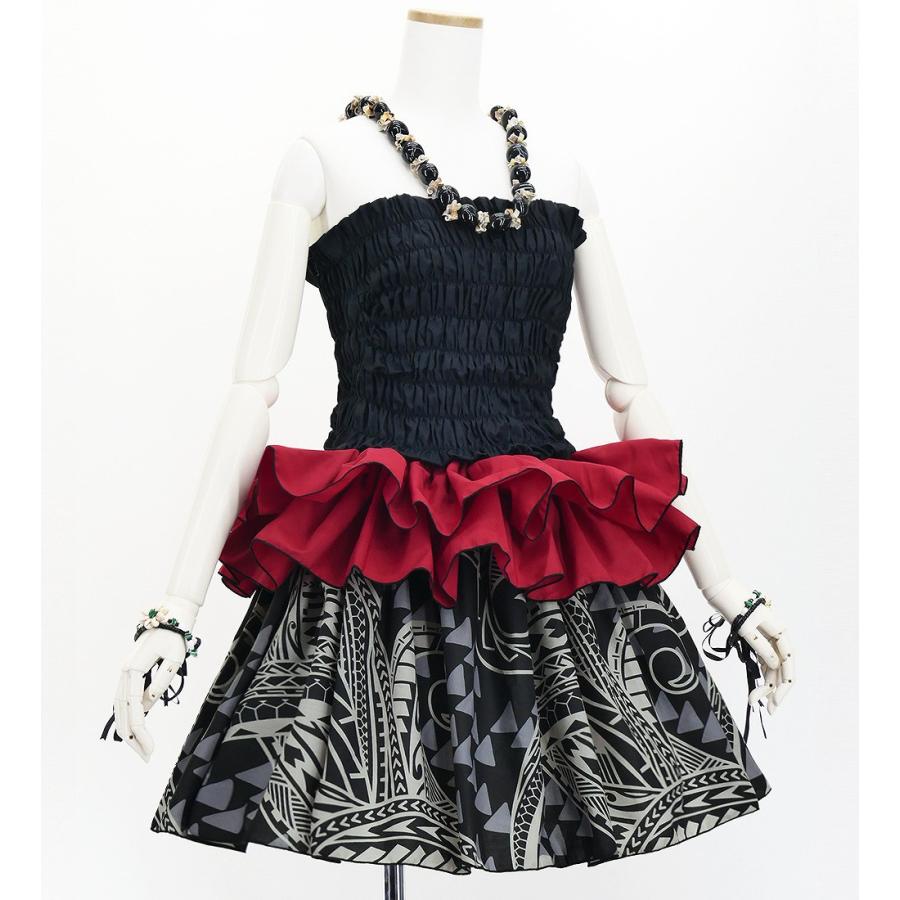 タヒチアン スカート 45cm丈 レッド×ブラック 3233 |  | 01