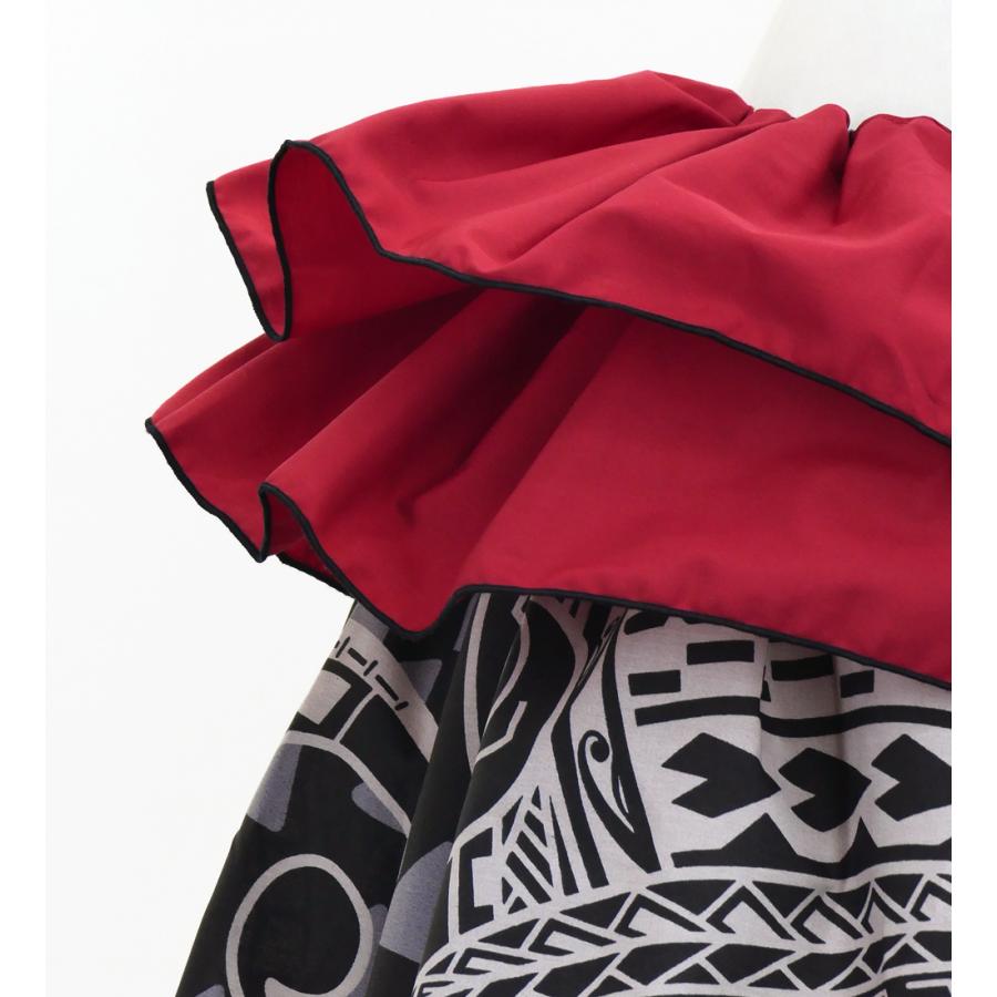 タヒチアン スカート 45cm丈 レッド×ブラック 3233 |  | 02