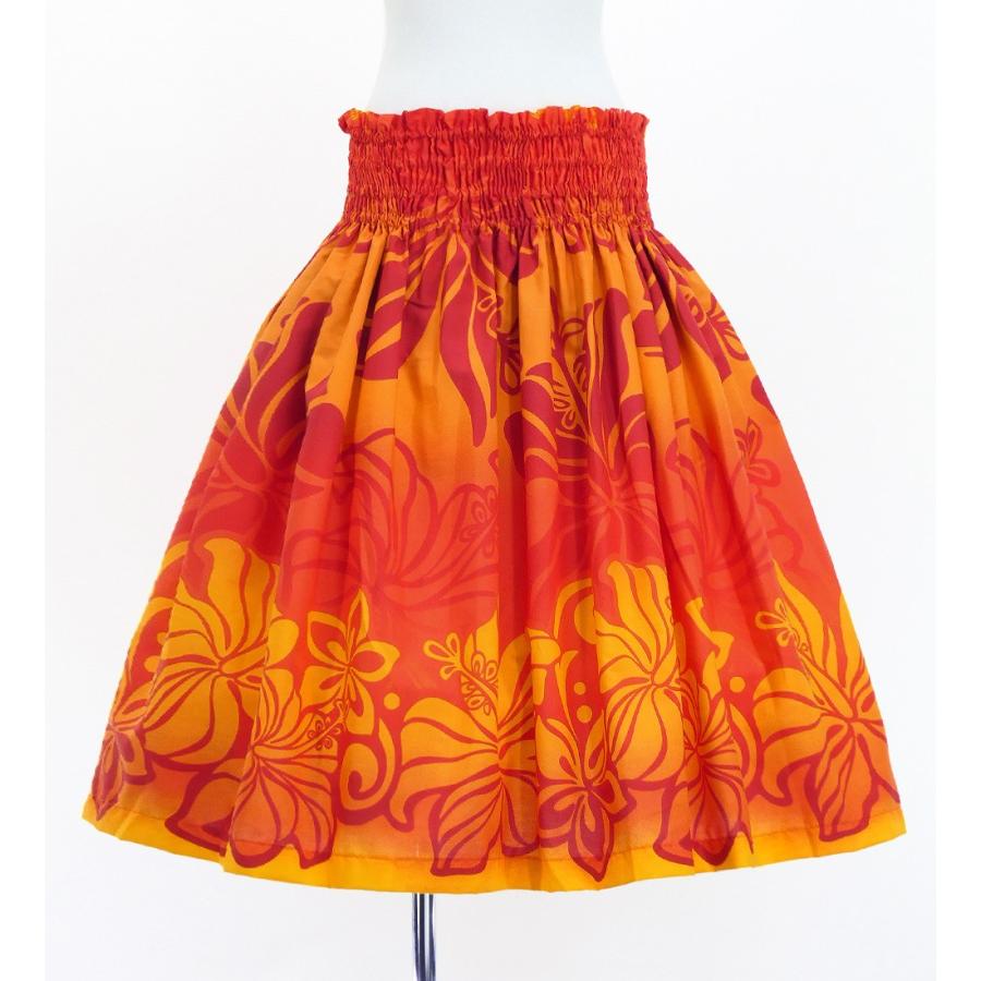 フラダンス パウスカート シングル73cm丈 オレンジ×レッド 3241 | 