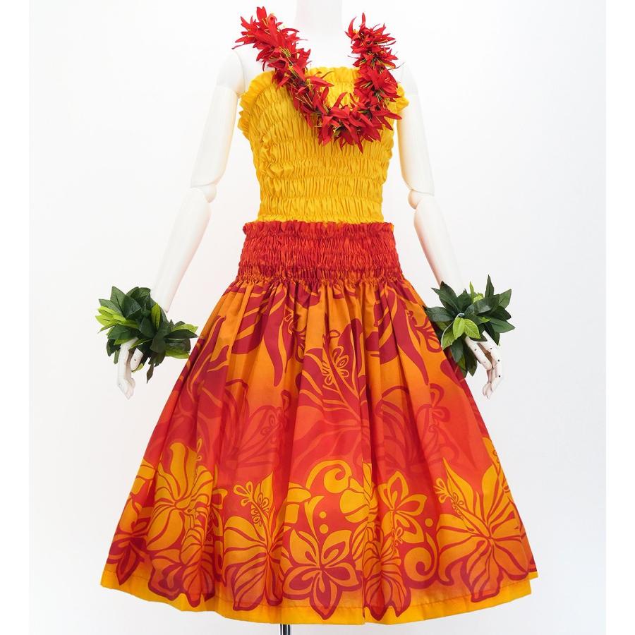 フラダンス パウスカート シングル73cm丈 オレンジ×レッド 3241 |  | 01