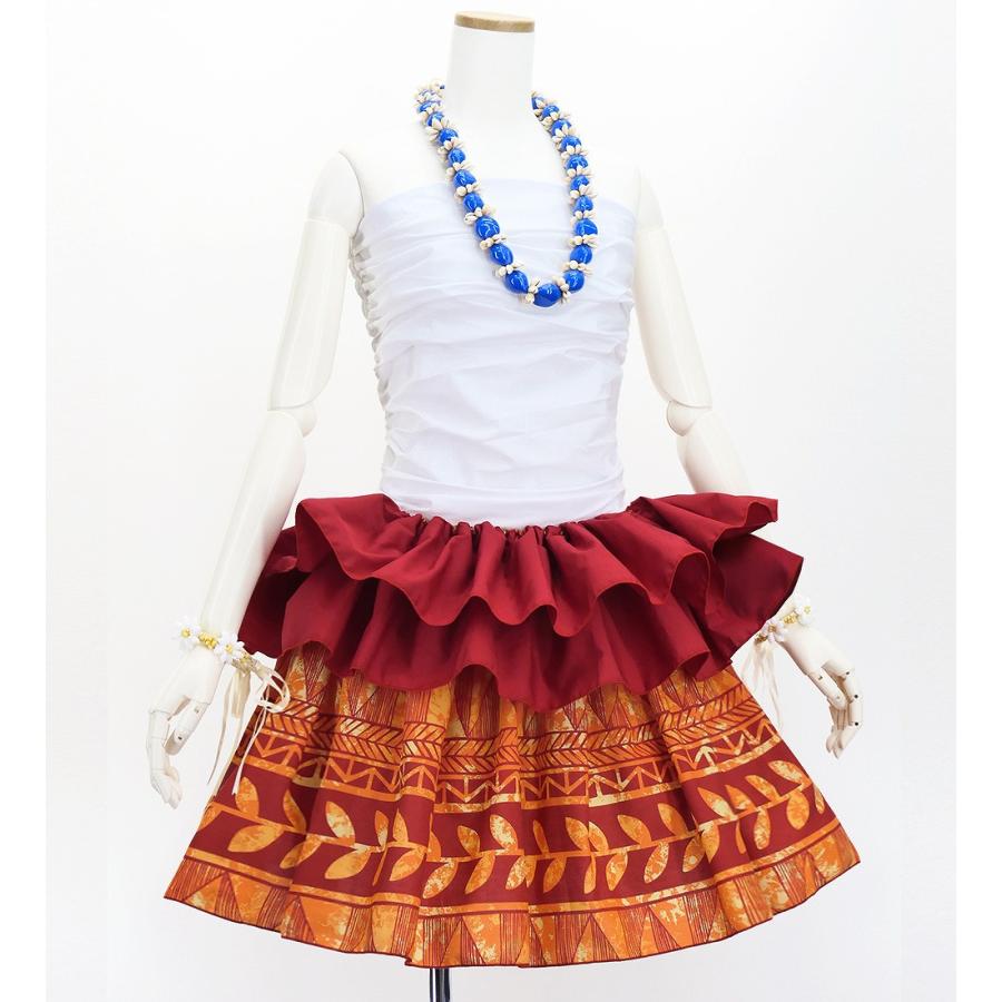 タヒチアン スカート 45cm丈 レッド×オレンジ 3253 |  | 01