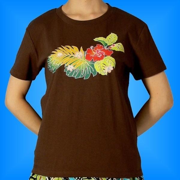 フラダンス Tシャツ [M] ハイビスカス ブラウン 527mbr | 