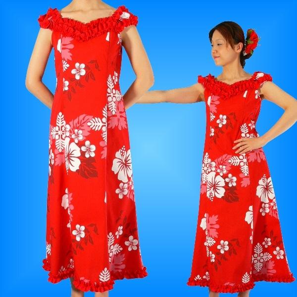 フラダンス ムームー プアラニ レッド LLLサイズ 659LLL | 
