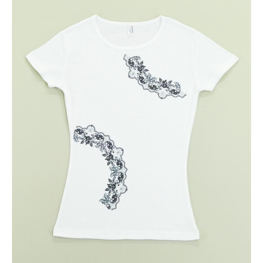 フラメンコ Tシャツ L ローズレース ホワイト 726Lw |  | 03