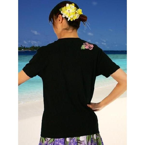 フラダンス Tシャツ L ハイビスカス&ティアレ ブラック 790lb |  | 02