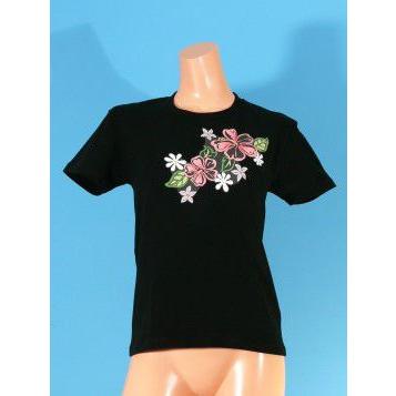 フラダンス Tシャツ L ハイビスカス&ティアレ ブラック 790lb |  | 03