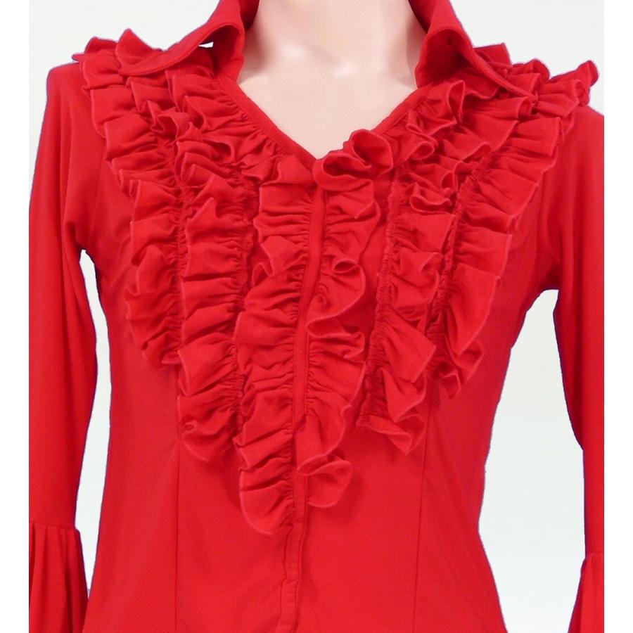 フラメンコ　赤いブラウス フラメンコ 赤いブラウス 赤いフラメンコブラウス、優雅で