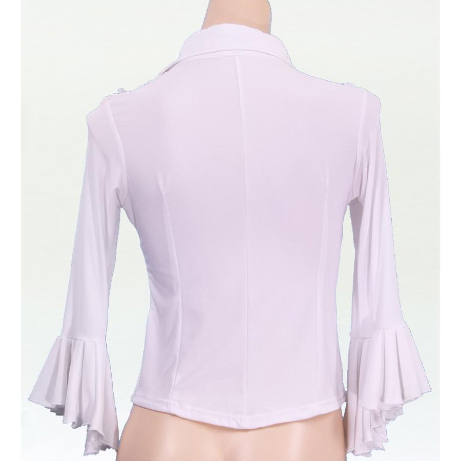 【フラメンコブラウス】フリル付き　白ブラウス フラメンコブラウス】フリル付き 白ブラウス