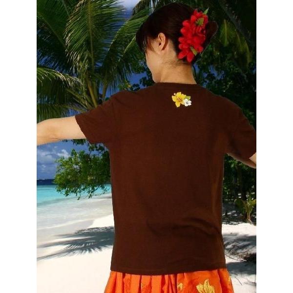 フラダンス Tシャツ [L]  ハイビスカス ブラウン 980lbr |  | 02