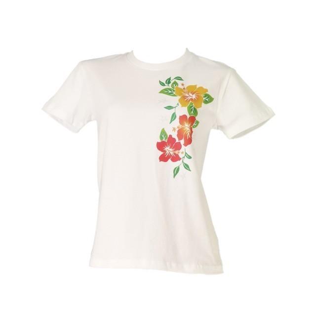 フラダンス Tシャツ [M]  ハイビスカス ホワイト 980mw |  | 03