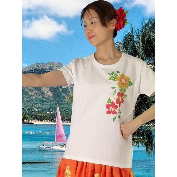 フラダンス Tシャツ [S]  ハイビスカス ホワイト 980sw |  | 01