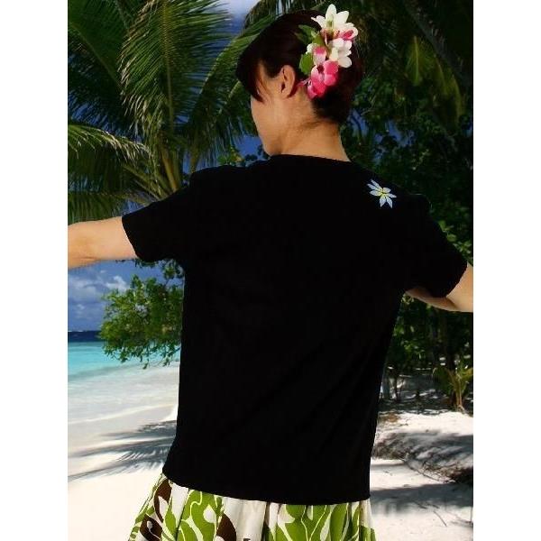 フラダンス Tシャツ [5L] ハイビスカス・ティアレ ブラック 982-5lb |  | 02