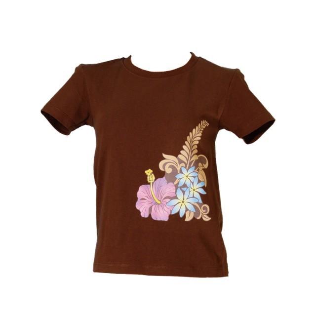 フラダンス Tシャツ [S]  ハイビスカス・ティアレ ブラウン 982sbr |  | 03