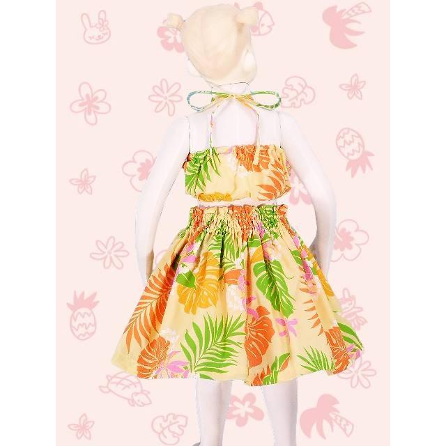 キッズ　フラダンスセット フラダンス ケイキ パイピングフリル 上下 セットキッズ レッド