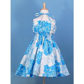 フラダンス ケイキ 上下 セット キッズ ブルー Sサイズ c37S : emika