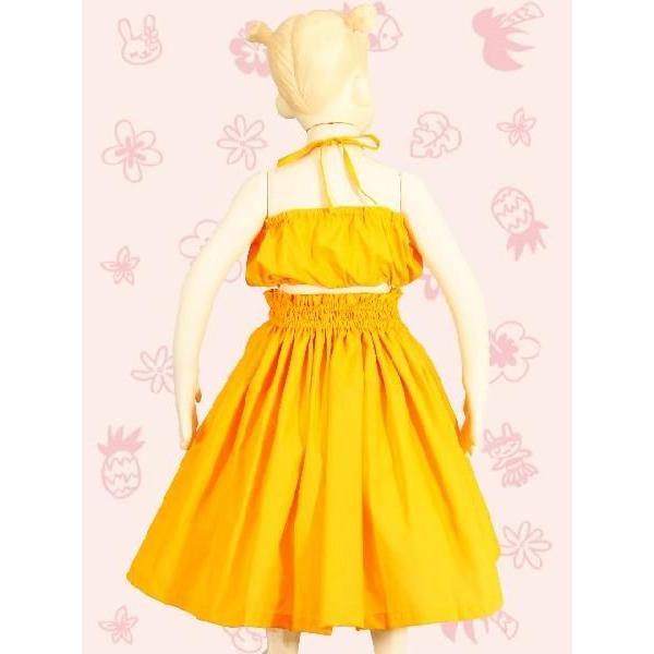 フラダンス ケイキ 上下 セット キッズ イエロー Lサイズ c4L