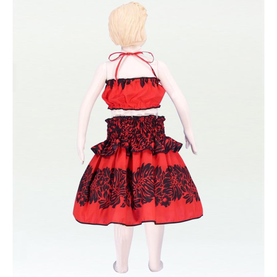 フラダンス ケイキ パイピングフリル 上下 セットキッズ レッド
