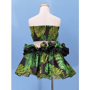 キッズ　フラダンスセット フラ・タヒチアン 上下 セットキッズ ブルー Mサイズ c98m