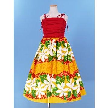 フラダンス ケイキ(キッズ) ドレープ ミディ丈 ムームードレス