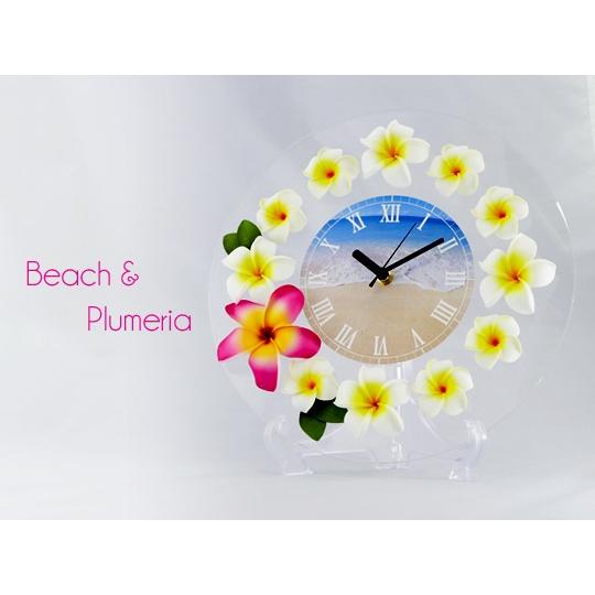 ホワイト&ピンクプルメリア・ビーチ ラウンドクロック CLKR0003 |  | 01