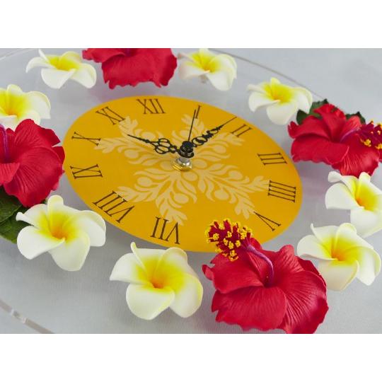 ハイビスカス＆プルメリア ラウンドクロック CLKR0004 : emika - 通販