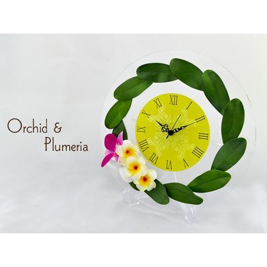 ピンクオーキッド＆ホワイトプルメリア ラウンドクロック CLKR0006 |  | 01