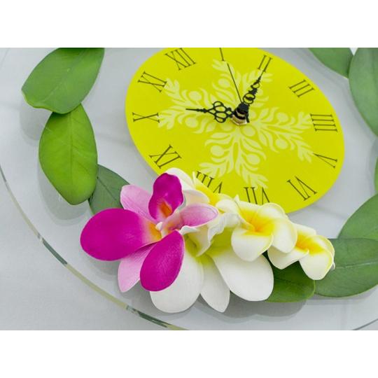 ピンクオーキッド＆ホワイトプルメリア ラウンドクロック CLKR0006 |  | 02