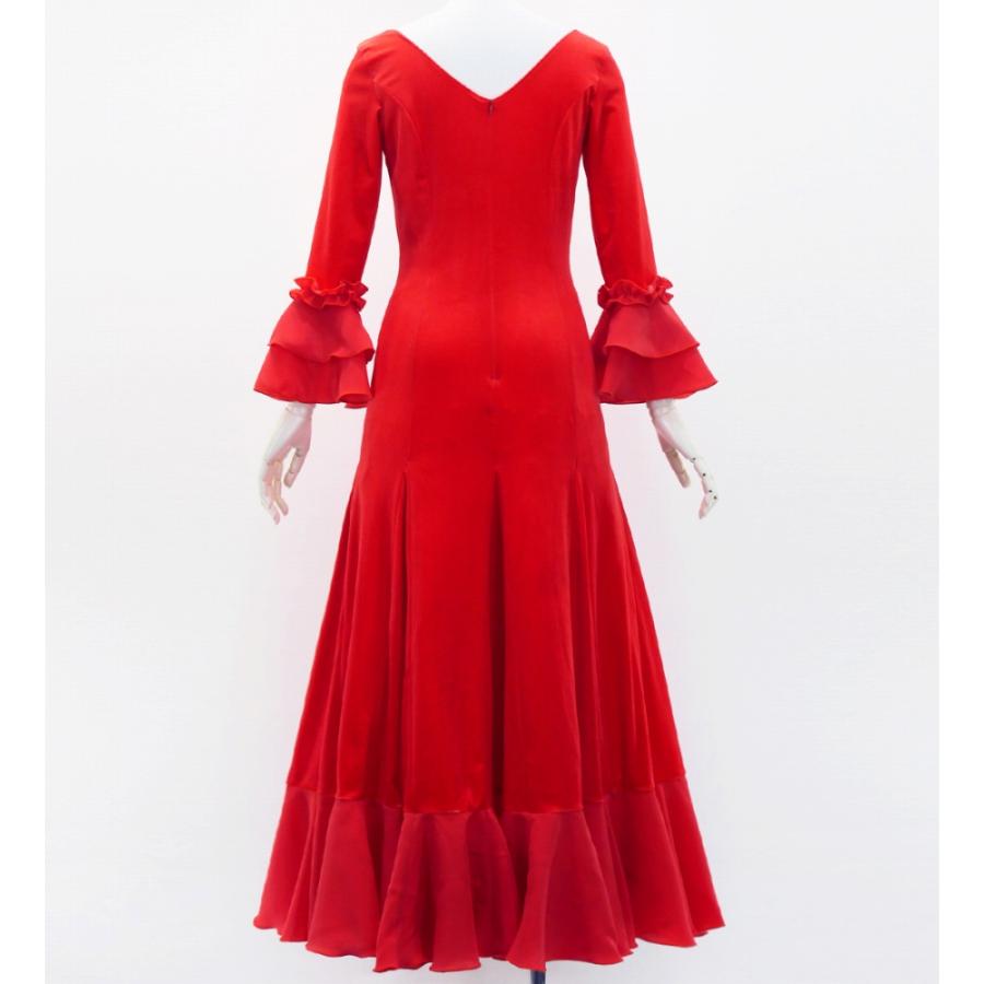 フラメンコ ベルベット フリル ワンピース ダークレッド S-Lサイズ FD-2 |  | 02