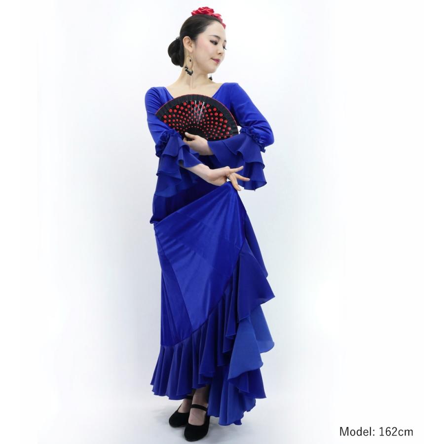 フラメンコ ベルベット フリル ワンピース ロイヤルブルー S-Lサイズ FD-3 |  | 01