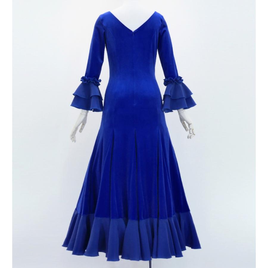 フラメンコ ベルベット フリル ワンピース ロイヤルブルー S-Lサイズ FD-3 |  | 02