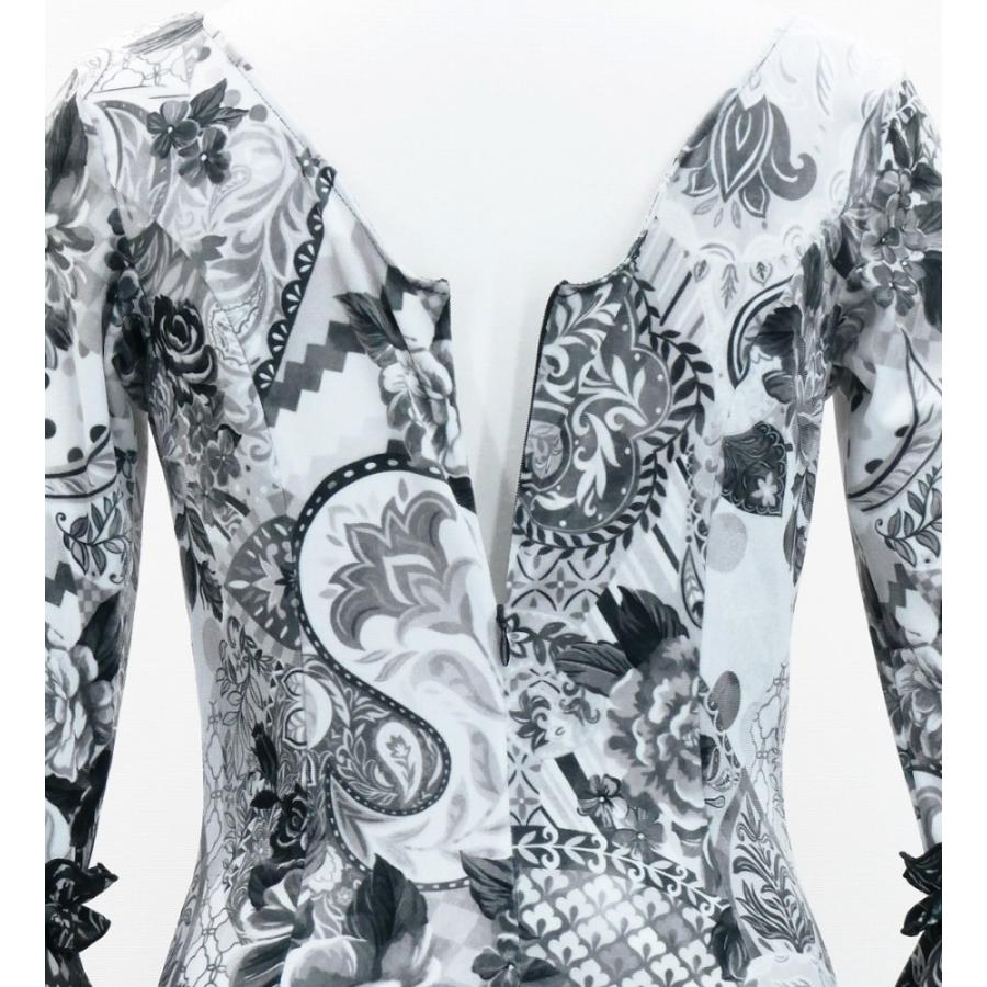 フラメンコ ベルベット フリル ワンピース パッチワーク柄 グレー＆ブラック S-Lサイズ FD-6 |  | 05