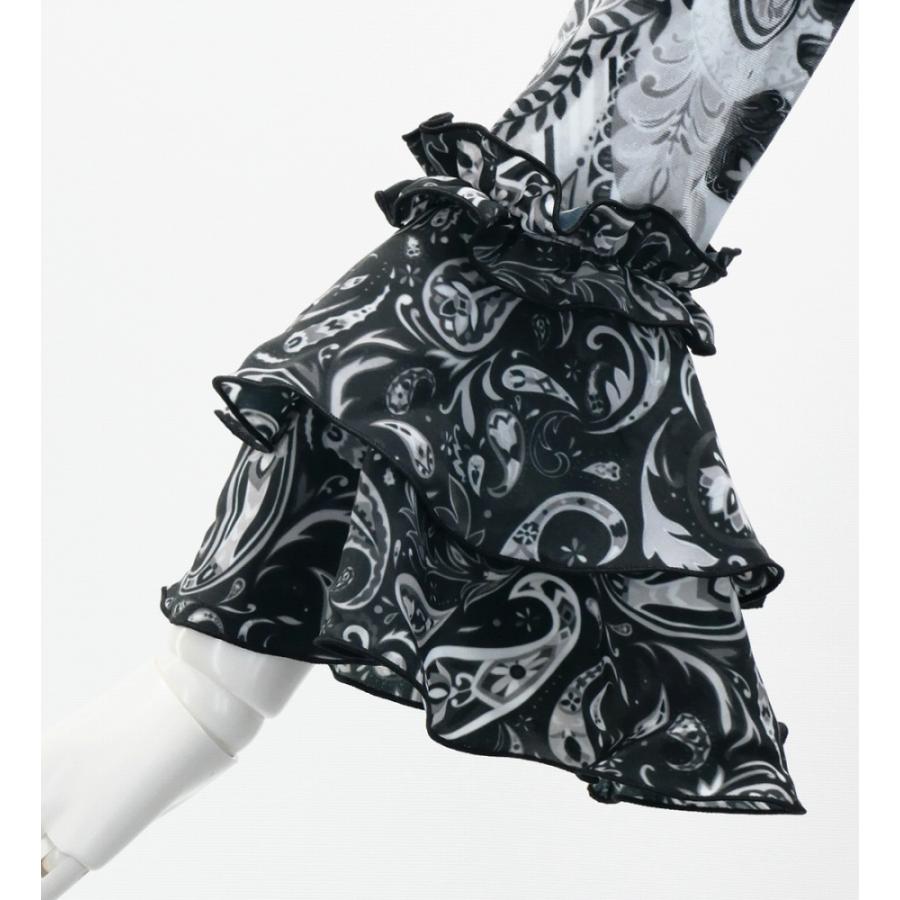 フラメンコ ベルベット フリル ワンピース パッチワーク柄 グレー＆ブラック S-Lサイズ FD-6 |  | 06