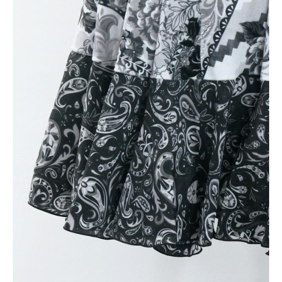 フラメンコ ベルベット フリル ワンピース パッチワーク柄 グレー＆ブラック S-Lサイズ FD-6 |  | 07