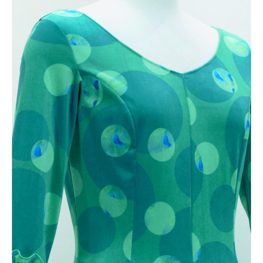 フラメンコ ベルベット フリル ワンピース 水玉 ターコイズブルー S-Lサイズ FD-7 |  | 04