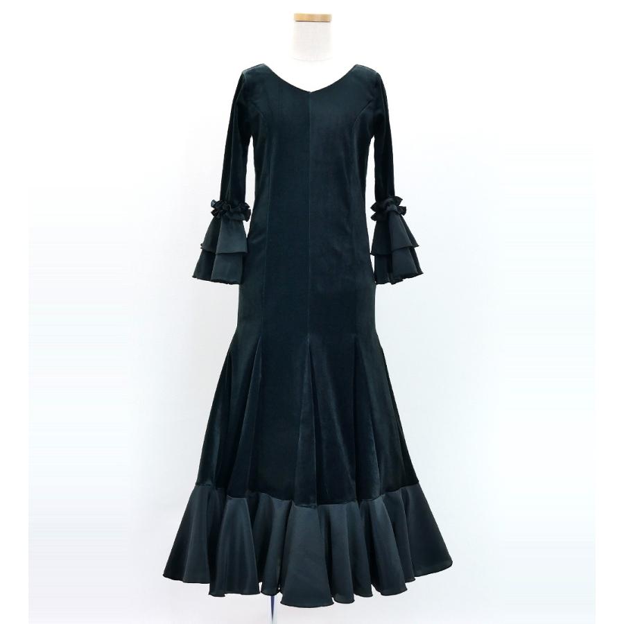 キッズ フラメンコ ベルベット フリル ワンピース ブラック 120・140サイズ FDp-1 |  | 02